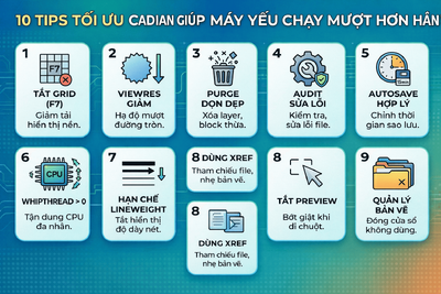 HƯỚNG DẪN CHI TIẾT: 10 TIPS TỐI ƯU CADIAN GIÚP MÁY CẤU HÌNH THẤP CHẠY MƯỢT MÀ